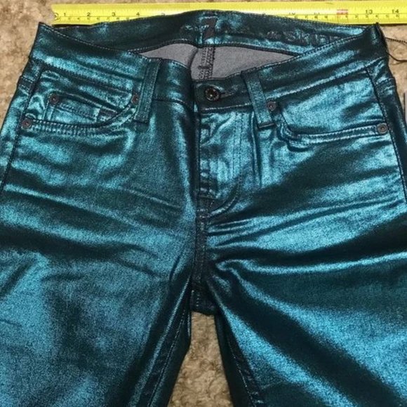 7 For All Mankind metallic satin jeans in size 25 - Picture 4 of 16